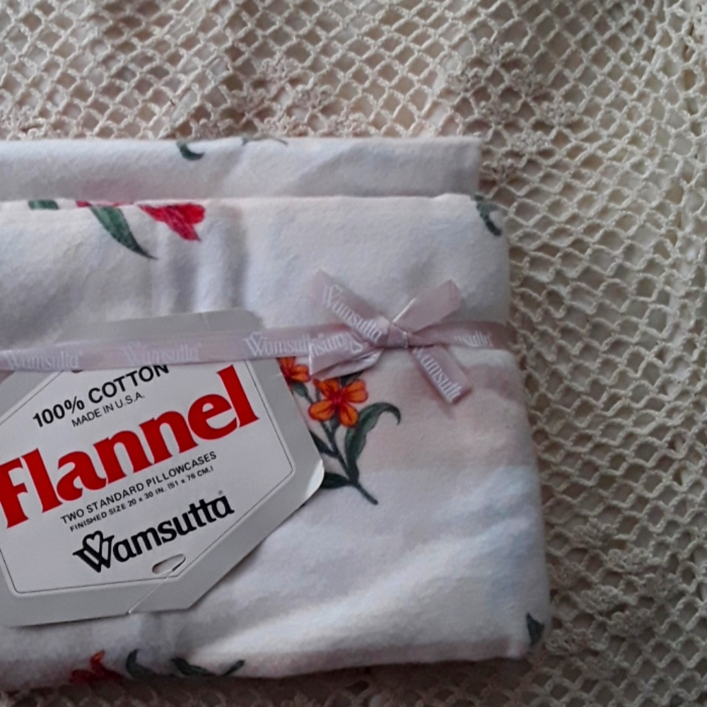 🍑 WAMSUTTA FLANNEL STANDARD PILLOWCASES VINTAGE DEADSTOCK